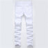 Streetwear Men's Ripped Jeans Elasticity Mid Waist Jeans Straight Pants